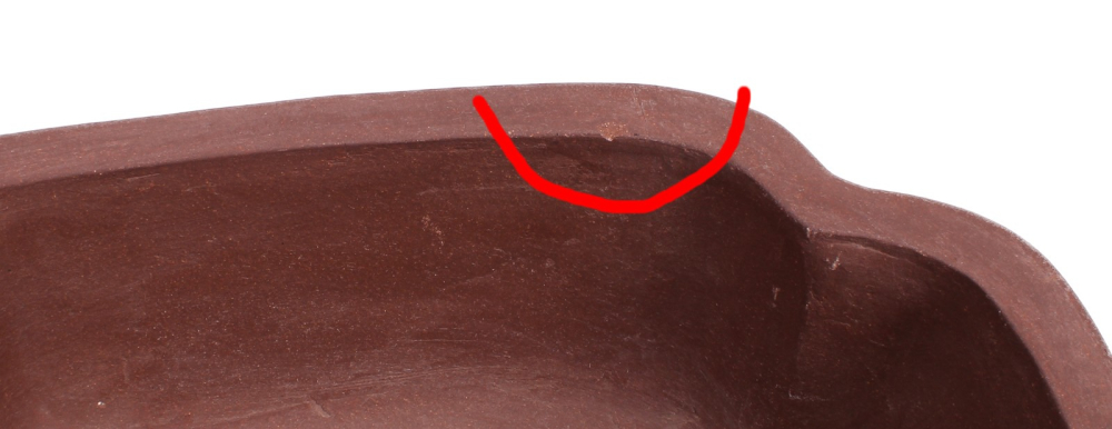 Preview: Bonsai - Schale eckig 31.5 x 26 x 11 cm unglasiert braun  40264A  2. Wahl