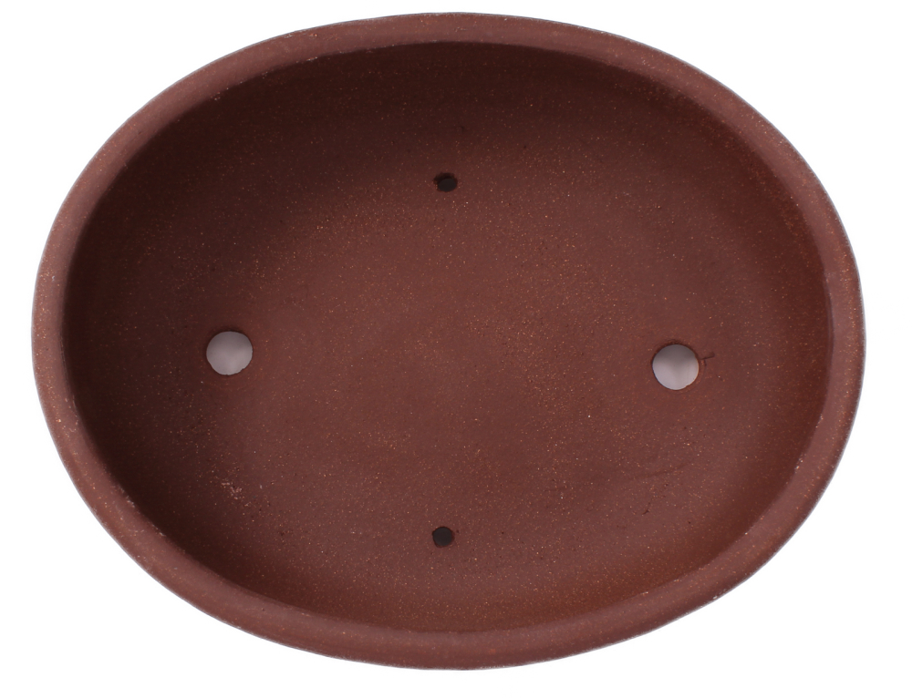 Preview: Bonsai - Schale oval 31 x 25 x 8.5 cm unglasiert braun  40266