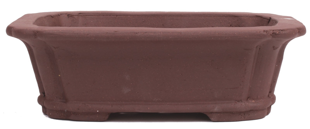 Bonsaischale eckig, braun – 31,5 × 22 × 10 cm – Yixing, unglasiert, frostfest