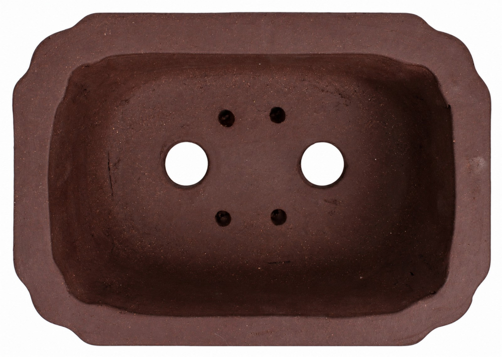 Preview: Bonsaischale eckig, braun – 31,5 × 22 × 10 cm – Yixing, unglasiert, frostfest