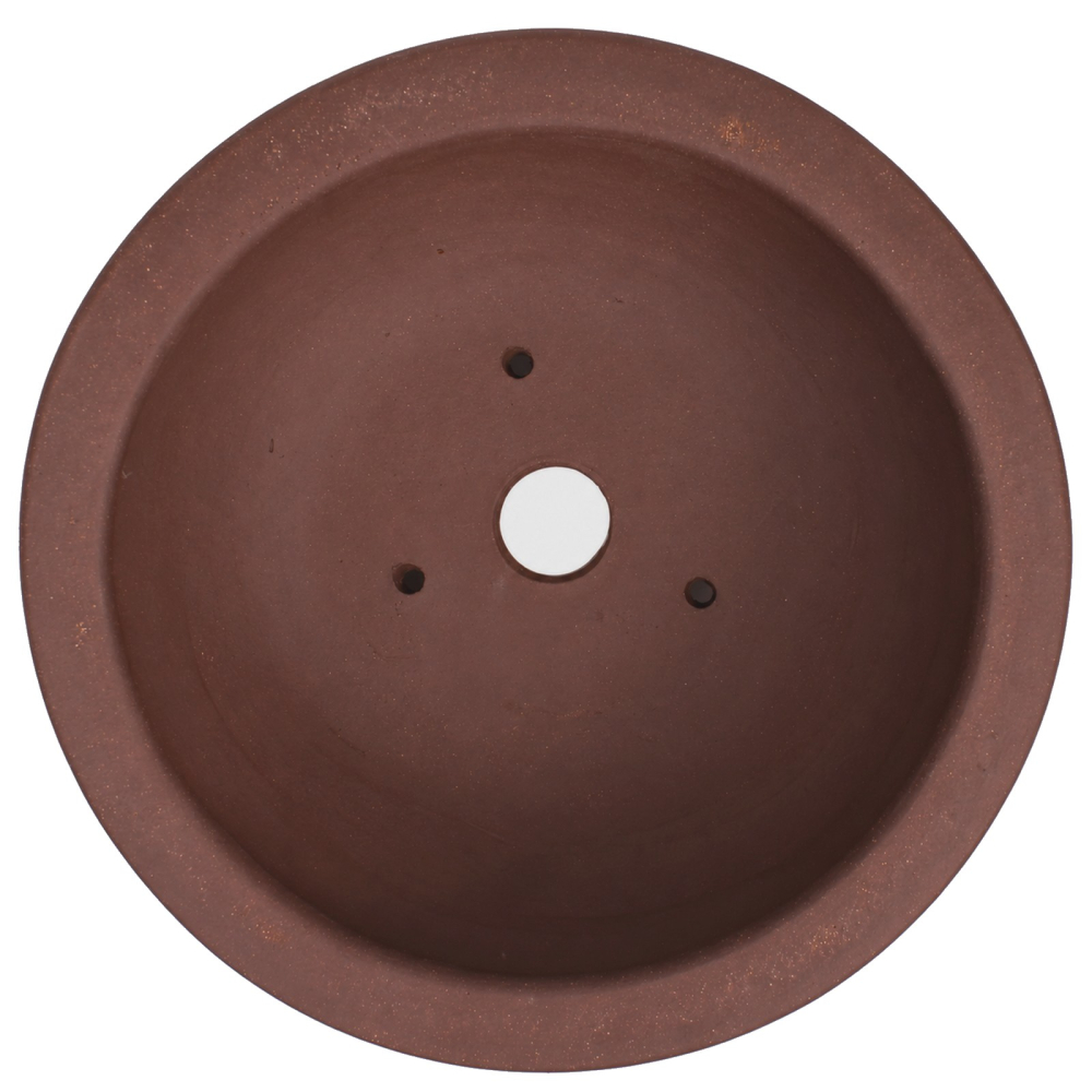 Bonsaischale rund, braun – Ø 35 × 13 cm – Yixing, unglasiert, frostfest