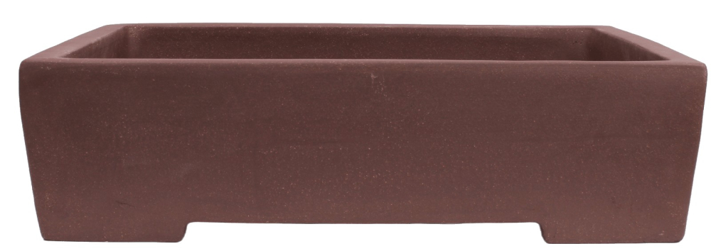 Bonsaischale eckig, braun – 56 × 40,5 × 15,5 cm – Yixing, unglasiert, frostfest