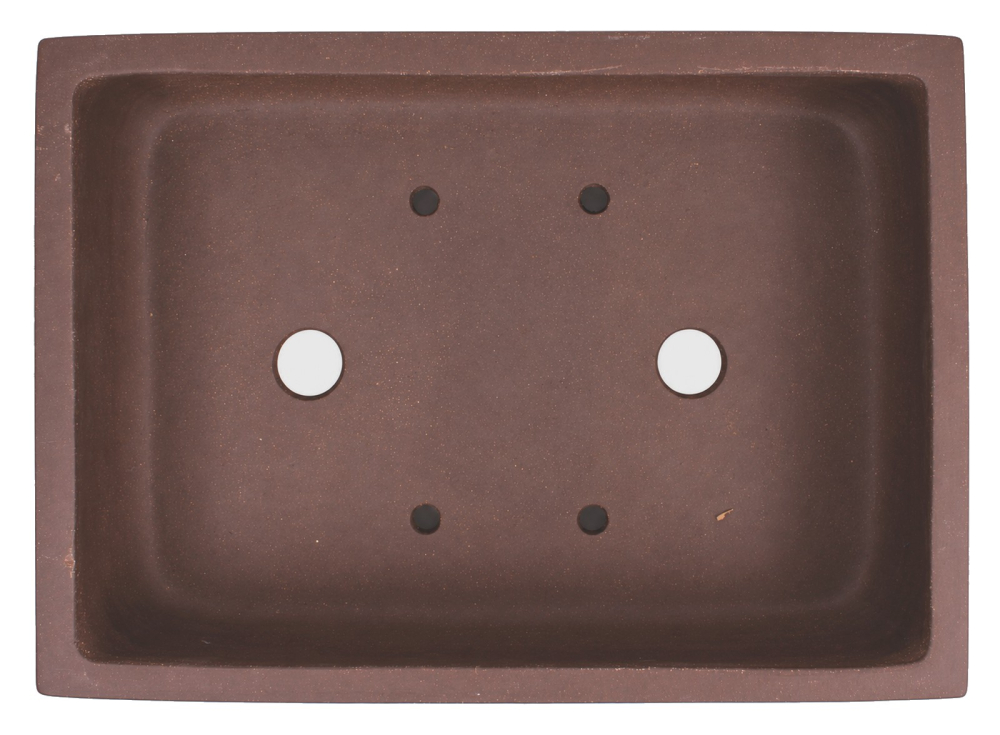 Preview: Bonsaischale eckig, braun – 56 × 40,5 × 15,5 cm – Yixing, unglasiert, frostfest
