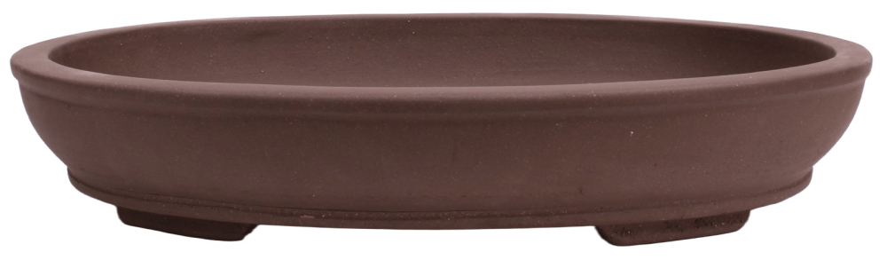 Bonsaischale oval, braun – 50,5 × 39 × 9 cm – Yixing, unglasiert, frostfest