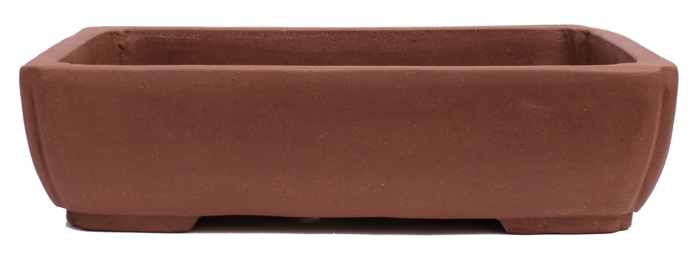 Bonsaischale eckig, braun – 42 × 30 × 11 cm – Yixing, unglasiert, frostfest – 40298