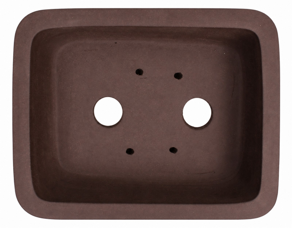 Preview: Bonsaischale eckig, braun – 37 × 30 × 10 cm – Yixing, unglasiert, frostfest - 40300