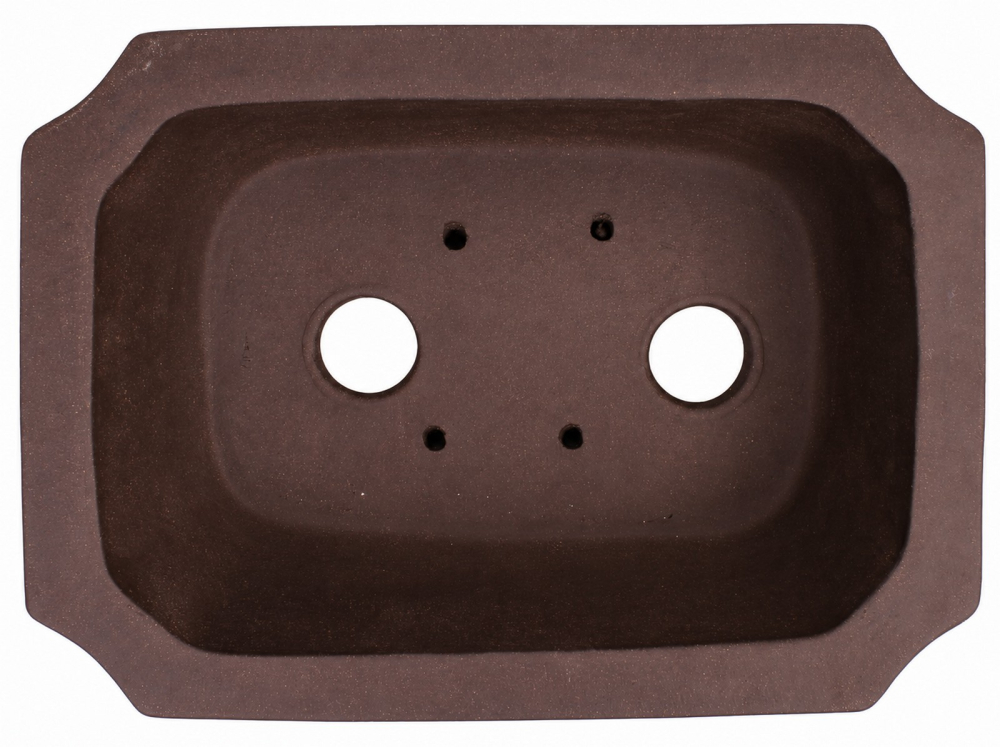 Preview: Bonsaischale eckig, braun – 39,5 × 29 × 12 cm – Yixing, unglasiert, frostfest - 40305