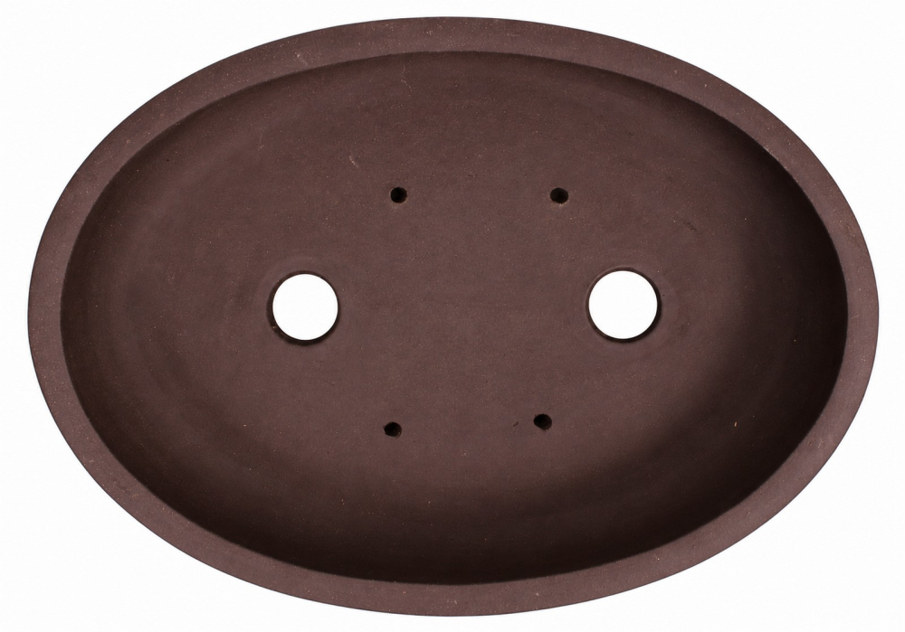 Preview: Bonsaischale oval, braun – 51 × 37 × 11,5 cm – Yixing, unglasiert, frostfest - 40306