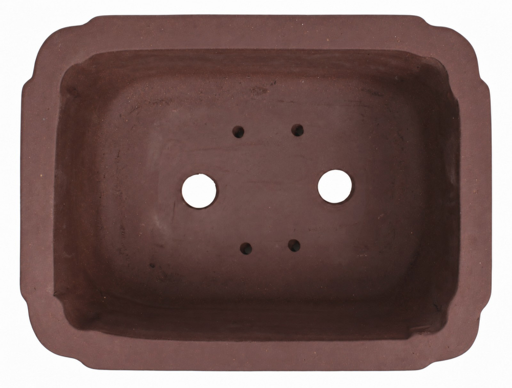 Preview: Bonsaischale eckig, braun – 40,5 × 31 × 12,5 cm – Yixing, unglasiert, frostfest