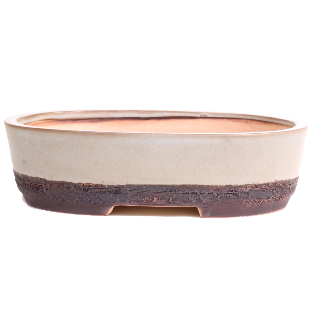 Bonsai - Schale oval 35 x 24,5 x 9,5 cm frostfest handmade grau / braun  40365