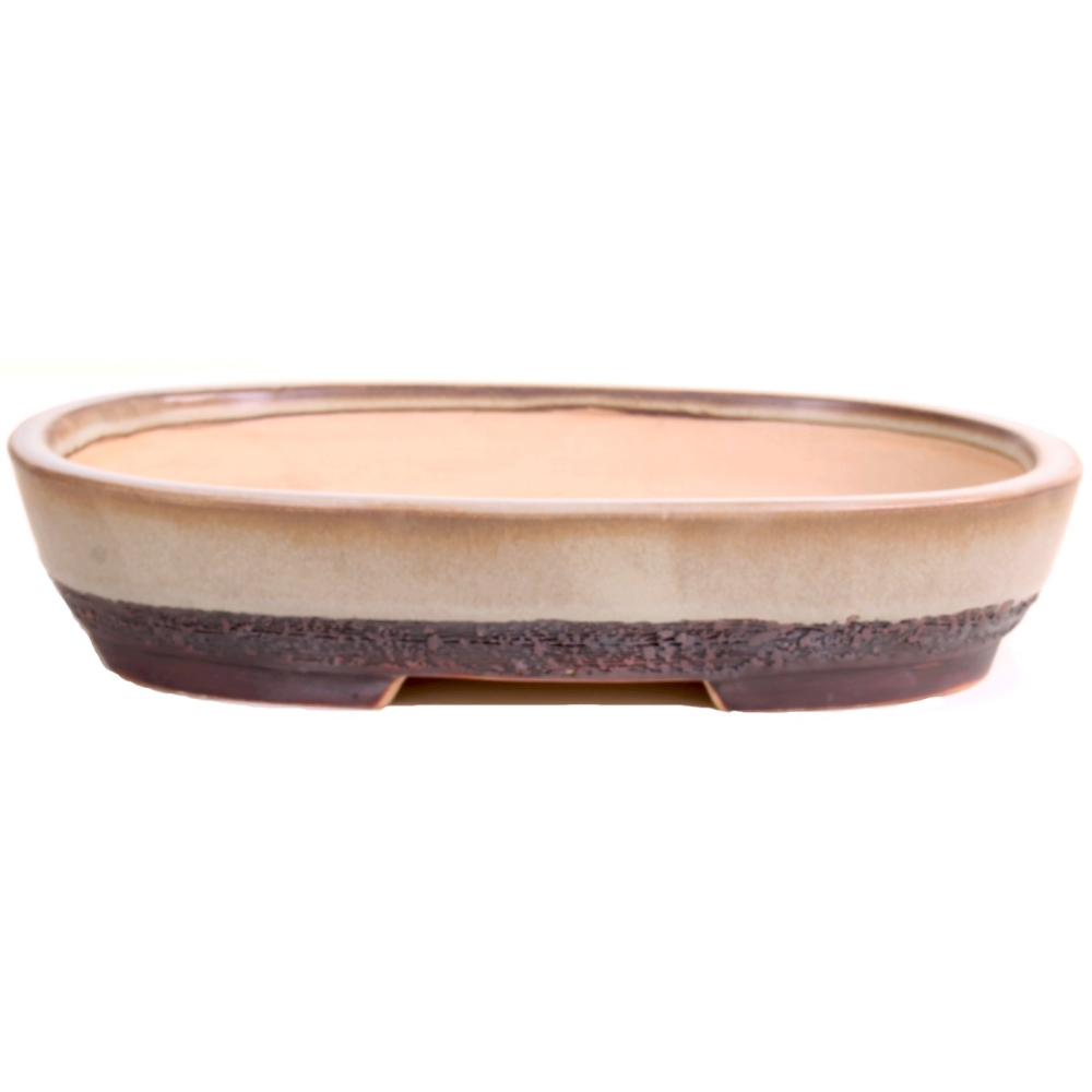 Bonsai - Schale oval 32 x 24 x 6,5 cm frostfest handmade grau / braun  40380