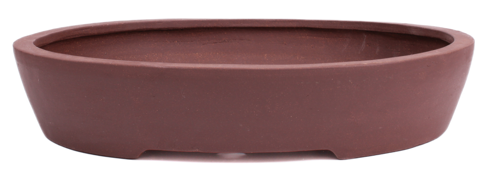 Bonsai - Schale oval 35.5. x 30 x 7 cm, unglasiert, braun  40409