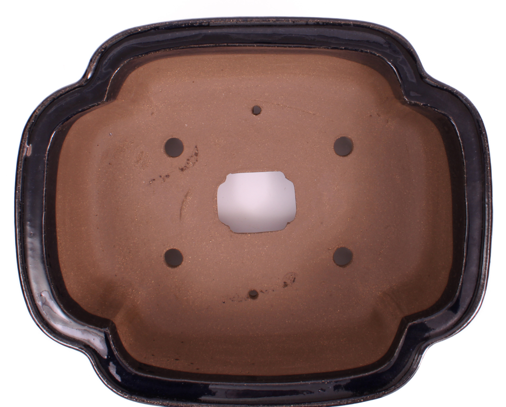 Preview: Bonsai - Schale eckig 39.5 x 33 x 13 cm, dunkelblau, handgemacht, frostfest  40418