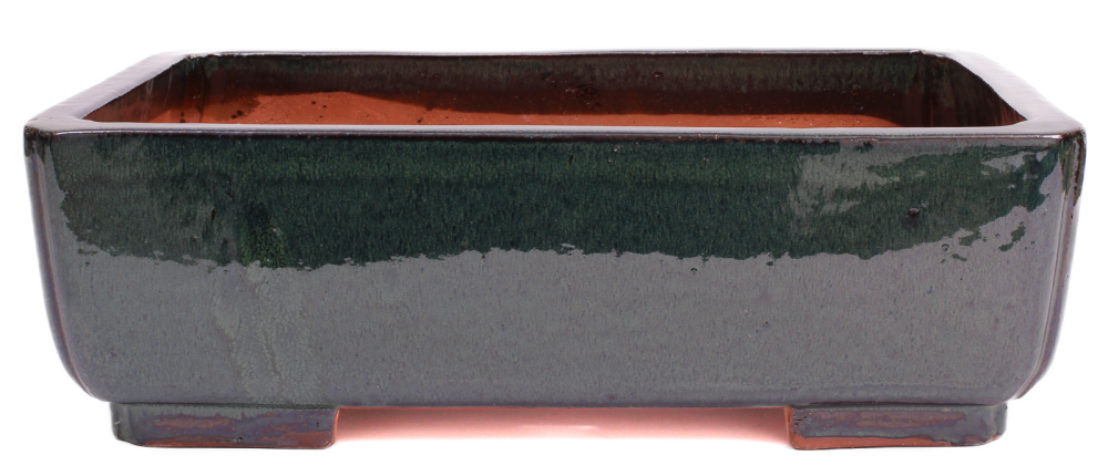 Preview: Bonsai - Schale eckig 42 x 32 x 13 cm, grün, handgemacht, frostfest  40422