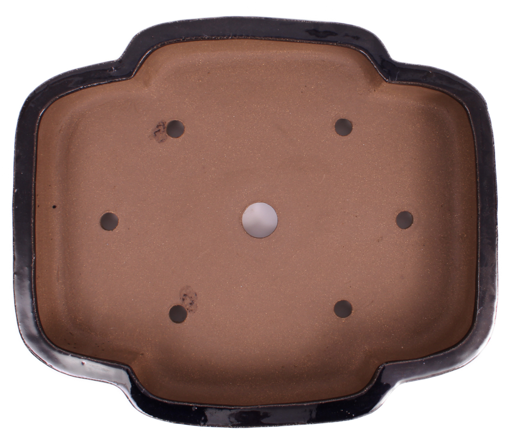 Preview: Bonsai - Schale eckig 47 x 39.5 x 10 cm, dunkelblau  mit Relief - frostfest 40426