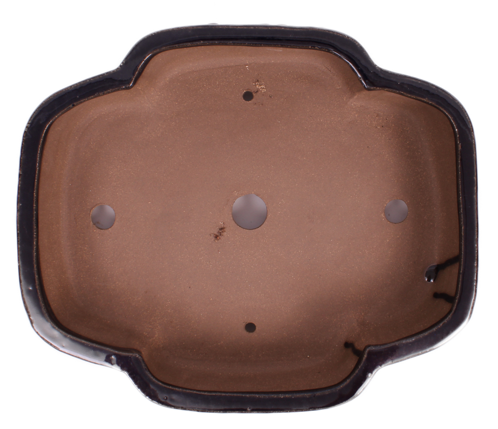 Preview: Bonsai - Schale eckig 31 x 26 x 7 cm, mit Relief, dunkelblau, handgemacht, frostfest  40440