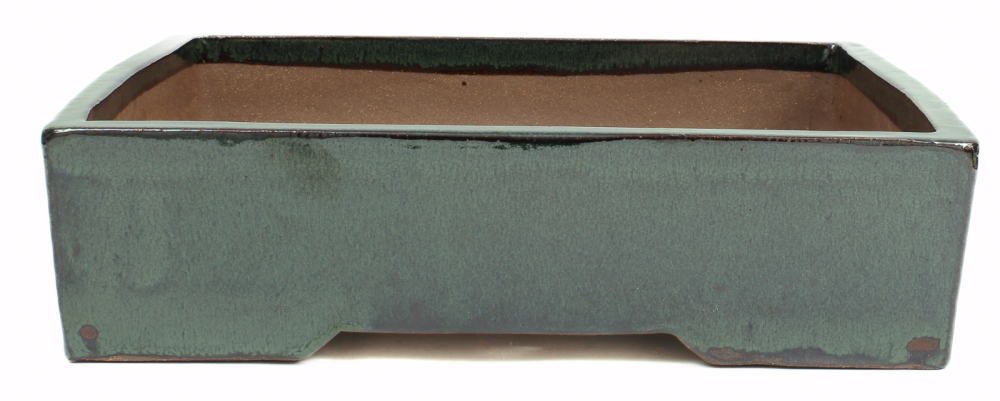 Preview: Bonsai - Schale  eckig  35 x 29 x 9.5 cm moosgrün frostfest 40455