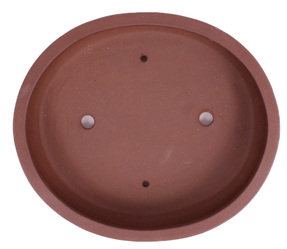 Preview: Bonsai - Schale oval 31.5 x 27 x 6.5 cm unglasiert braun  40460