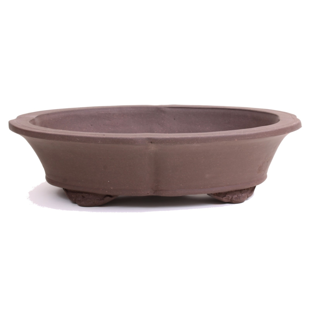 Bonsai - Schale oval 40 x 31,5 x 10,5 cm, unglasiert, braun  40837