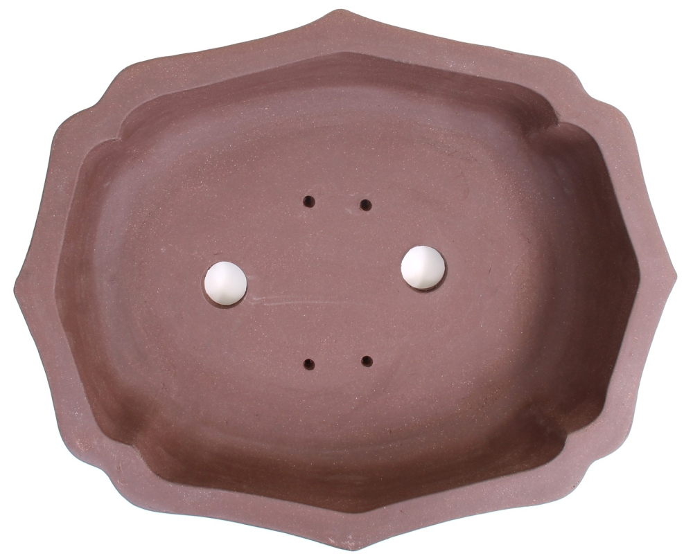 Bonsai - Schale oval 58 x 47 x 11,5 cm, unglasiert, braun  40846
