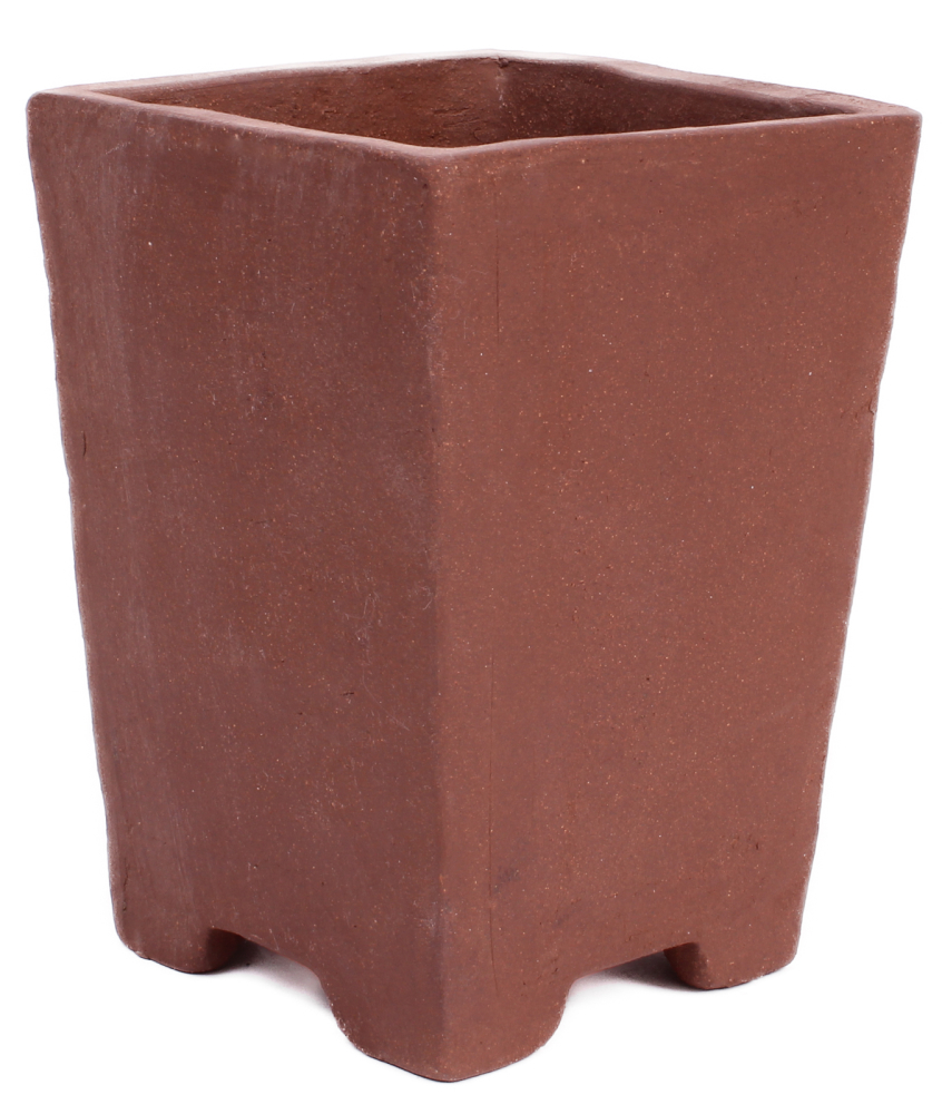 Bonsai - Kaskadenschale 10.5 x 10.5 x 14.5 cm unglasiert braun 50200