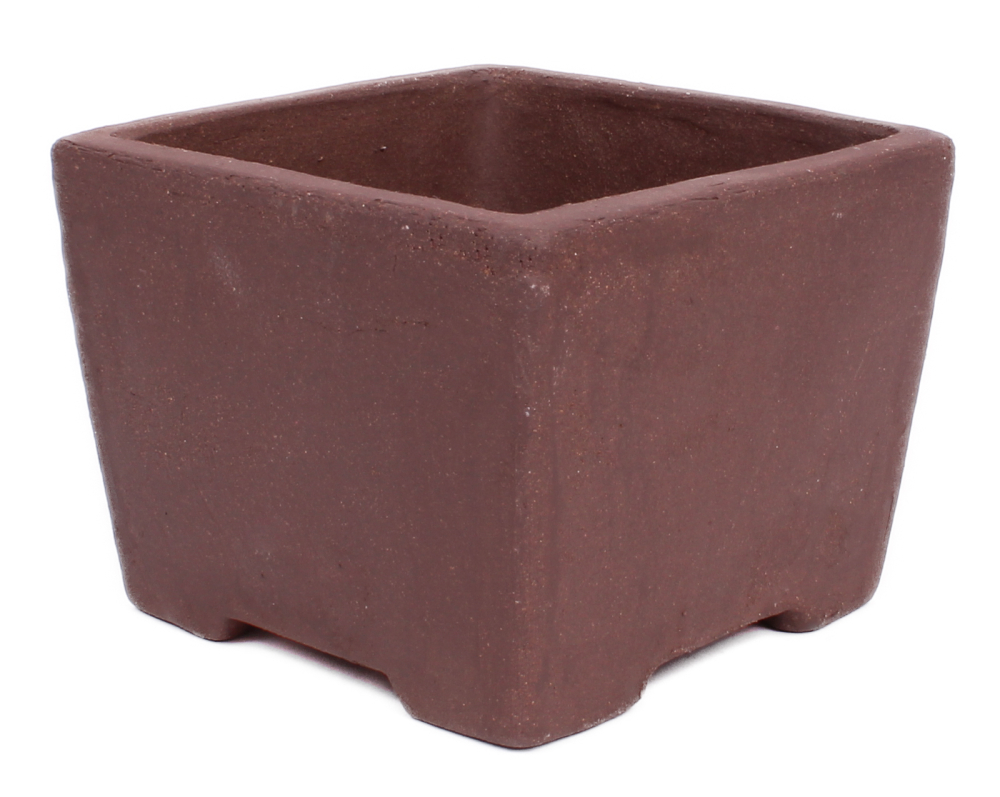 Bonsai - Kaskadenschale 13.5 x 13.5 x 10 cm unglasiert braun 50207