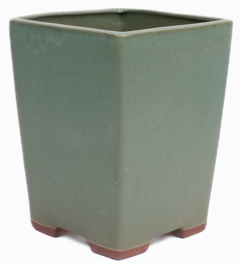 Bonsai Kaskadenschale ca. 18 x 18 x 23 cm matt grün glasiert 50229