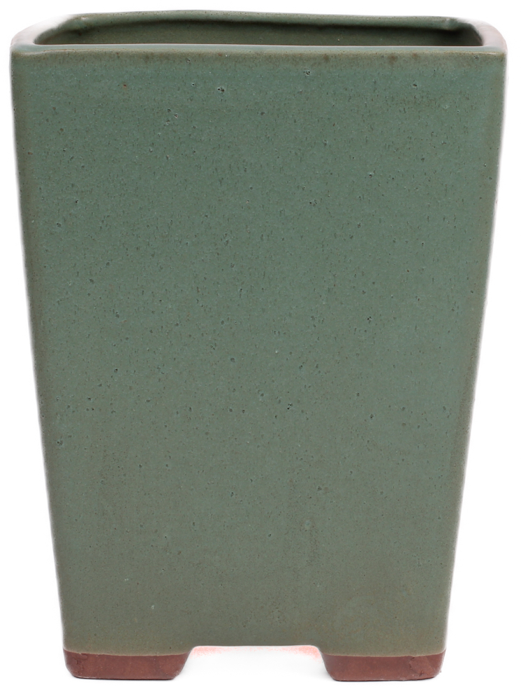 Preview: Bonsai Kaskadenschale ca. 18 x 18 x 23 cm matt grün glasiert 50229