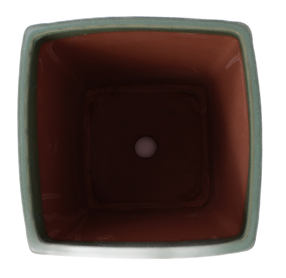 Preview: Bonsai Kaskadenschale ca. 18 x 18 x 23 cm matt grün glasiert 50229