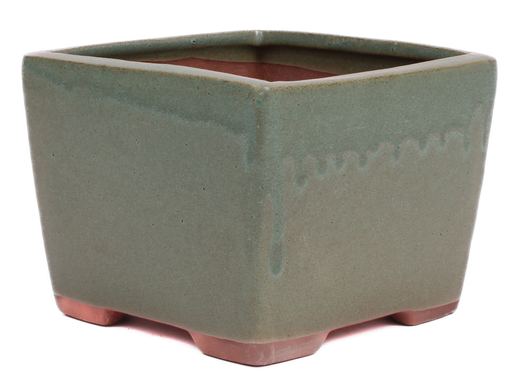 Bonsai Kaskadenschale quadratisch 13.5 x 13.5 x 10.5 cm mattgrün  50241