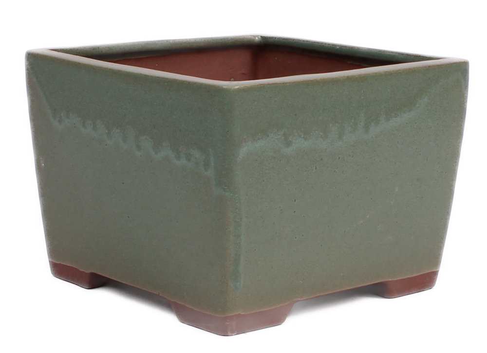 Bonsai Kaskadenschale quadratisch 18 x 18 x 12.5 cm mattgrün 50242