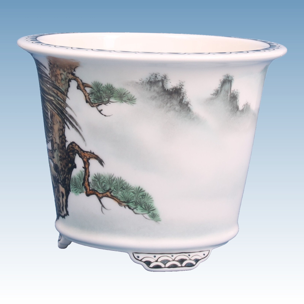 Preview: Bonsai - Schale, Kaskadenschale, rund  15 Ø x 11,5 cm, handbemalt  50863