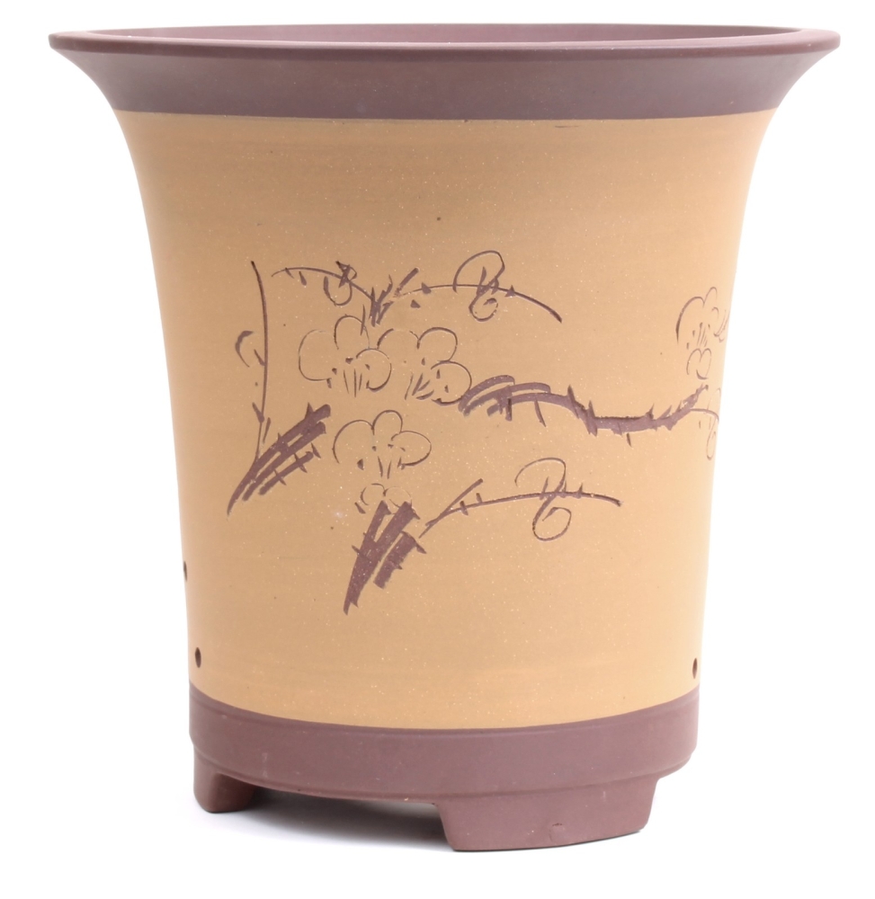 Bonsai - Kaskadenschale 24 x 24 Ø cm, beige-braun, mit Motiv, 50900