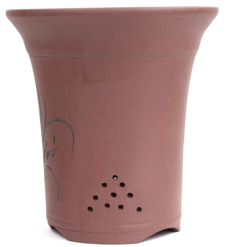 Preview: Bonsai - Kaskadenschale 25,5 x 24 Ø cm, braun, mit Motiv, 50912