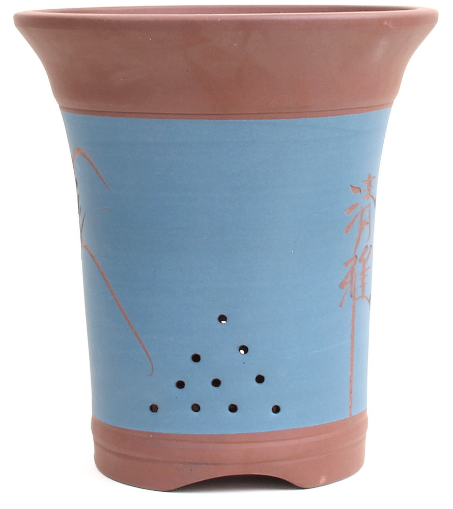 Preview: Bonsai - Kaskadenschale 25 x 23 Ø cm, blau-braun, mit Motiv, 50915