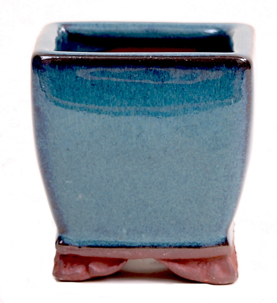 Bonsai - Schale, Kaskadenschale quadratisch 7 x 7 x 7 cm, graublau  50989
