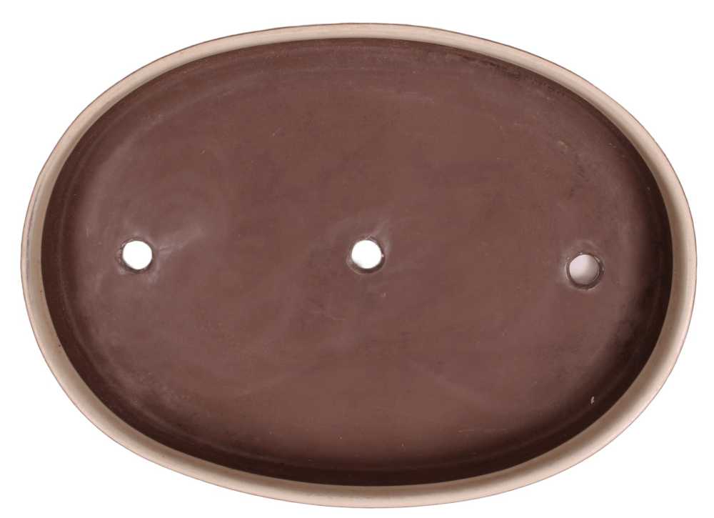 Preview: Bonsai-Waldschale oval, cremefarben – 39 × 28,5 × 5 cm – Japan, frostfest, gebraucht