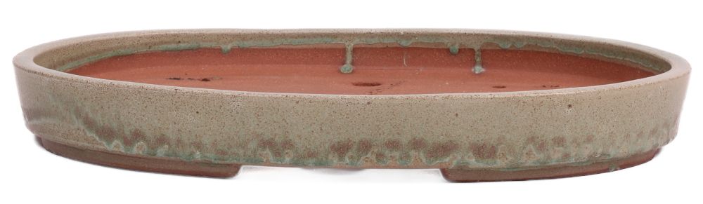 Bonsai - Schale Waldschale oval 39 x 27 x 5 cm mattgrün frostfest  51087