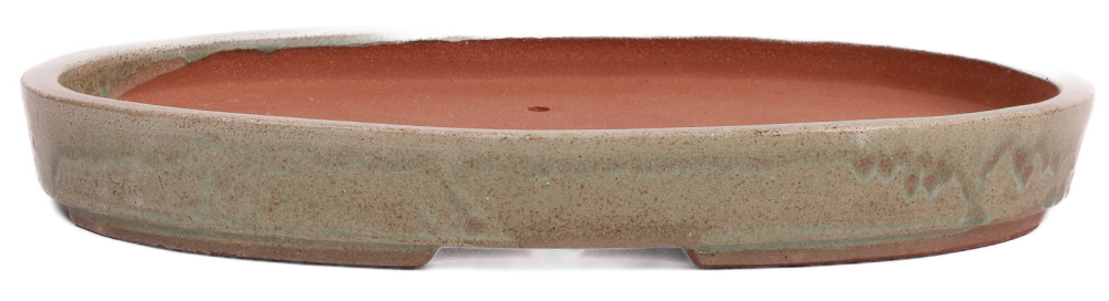 Preview: Bonsai - Schale Waldschale oval 37 x 26.5 x 5 cm mattgrün frostfest  51088