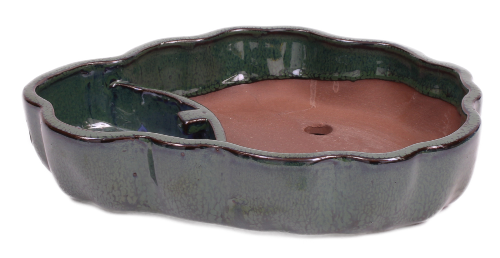 Bonsai - Schale, Wasserschale, oval 24.5 x 19 x 5.5 cm grün  51364
