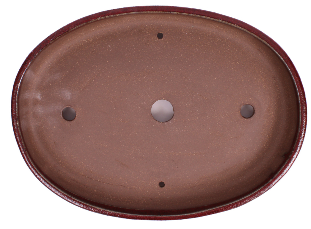 Preview: Bonsai - Schale Waldschale oval 37 x 26.5 x 5 cm bordeaux frostfest  51380