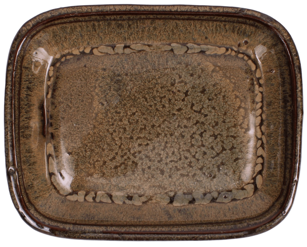 Bonsai-Untersetzer eckig 15 × 12 cm - innen 11 × 8 cm hellbraun Keramik