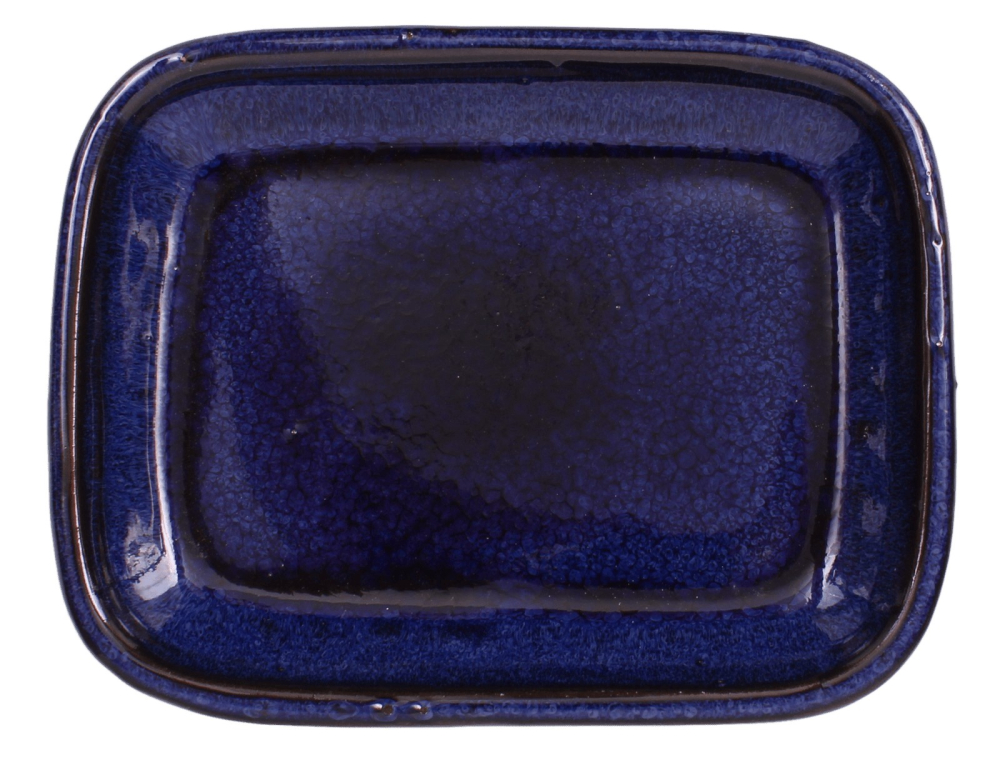 Bonsai-Untersetzer eckig 15 × 12 cm - innen 11 × 8 cm blau Keramik