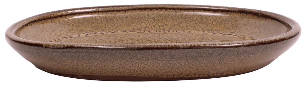 Bonsai - Untersetzer oval 20 x 16.5 (innen 15.5 x 12) cm hellbraun Keramik 54038