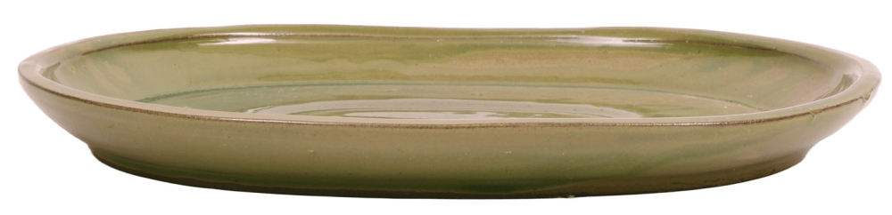 Bonsai - Untersetzer oval 25.5 x 20.5 (innen 20.5 x 15.5) cm grün Keramik 54040