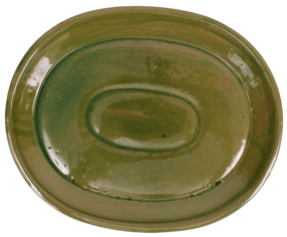 Bonsai - Untersetzer oval 25.5 x 20.5 (innen 20.5 x 15.5) cm grün Keramik 54040