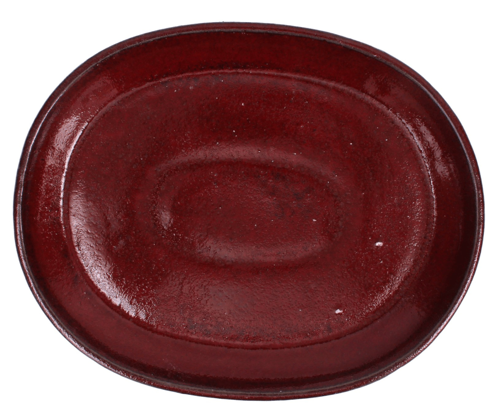 Bonsai - Untersetzer oval 25.5 x 20.5 (innen 20.5 x 15.5) cm bordeaux Keramik