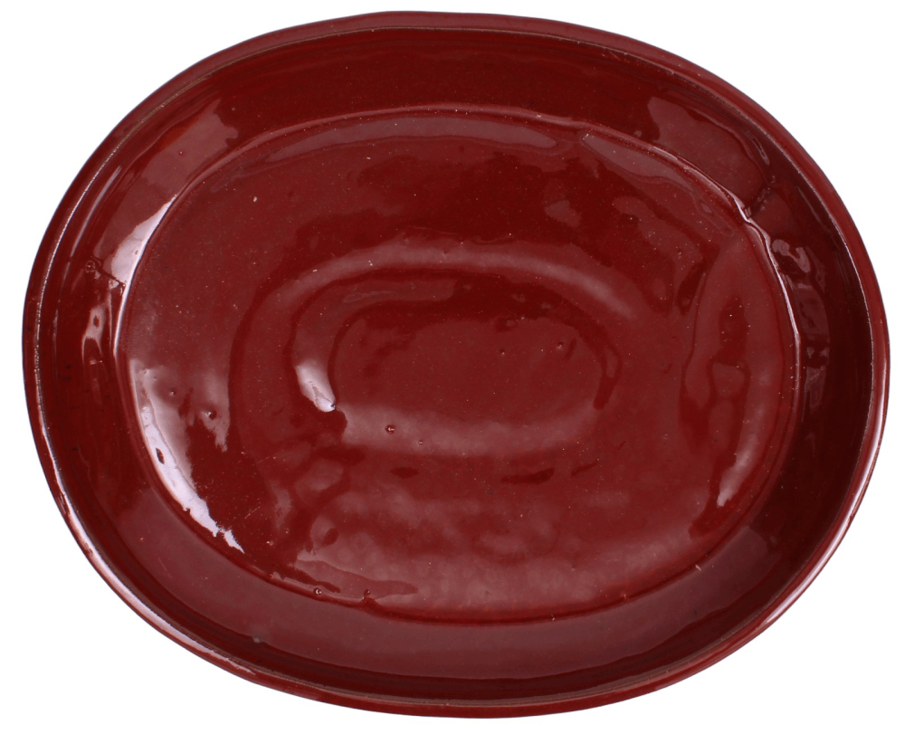Bonsai - Untersetzer oval 25.5 x 20.5 (innen 20.5 x 15.5) cm braunrot Keramik