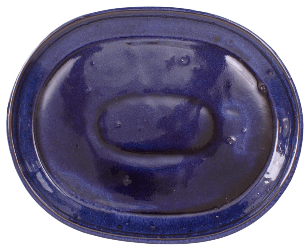 Bonsai - Untersetzer oval 30.5 x 24 (innen 25 x 18.5) cm blau Keramik 54043