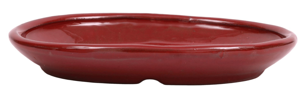 Bonsai-Untersetzer oval 15 × 12 cm - innen 11 × 8 cm braunrot Keramik